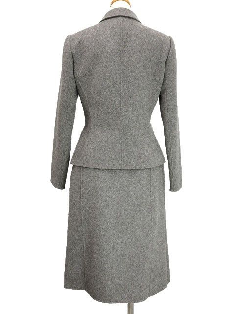 フォクシー FOXEY カシミヤ セットアップ ジャケット スカート 38 グレー スーツ