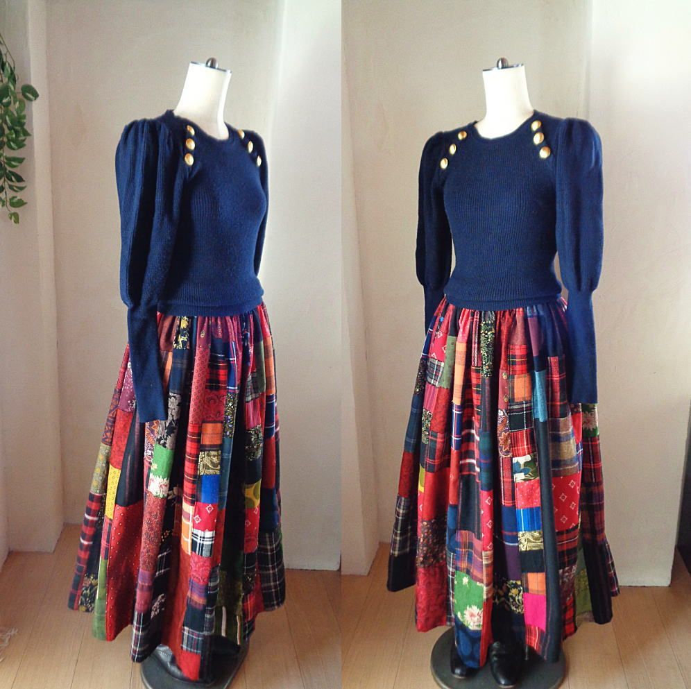 絵画なパッチワーク 大人のチェック＆フラワー