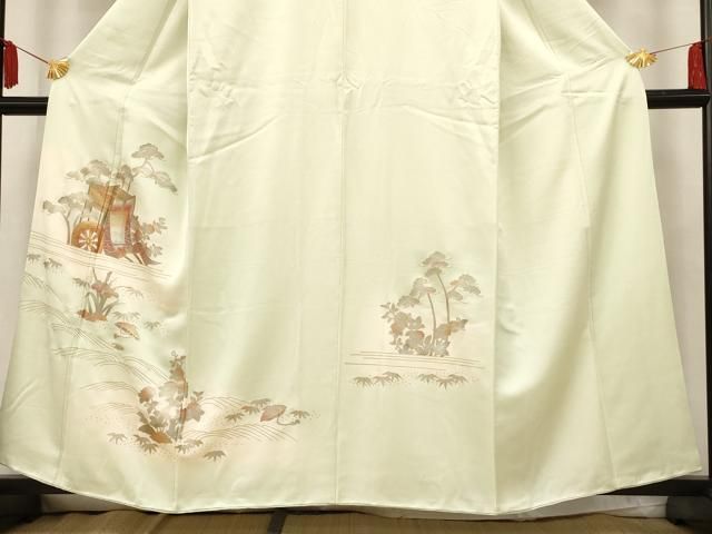 平和屋着物▽訪問着　単衣　道長正倉院花文　暈し染め　金銀彩　正絹　逸品　未使用　CAAW0842ng 平和屋着物▽訪問着 単衣 道長正倉院花文 暈し