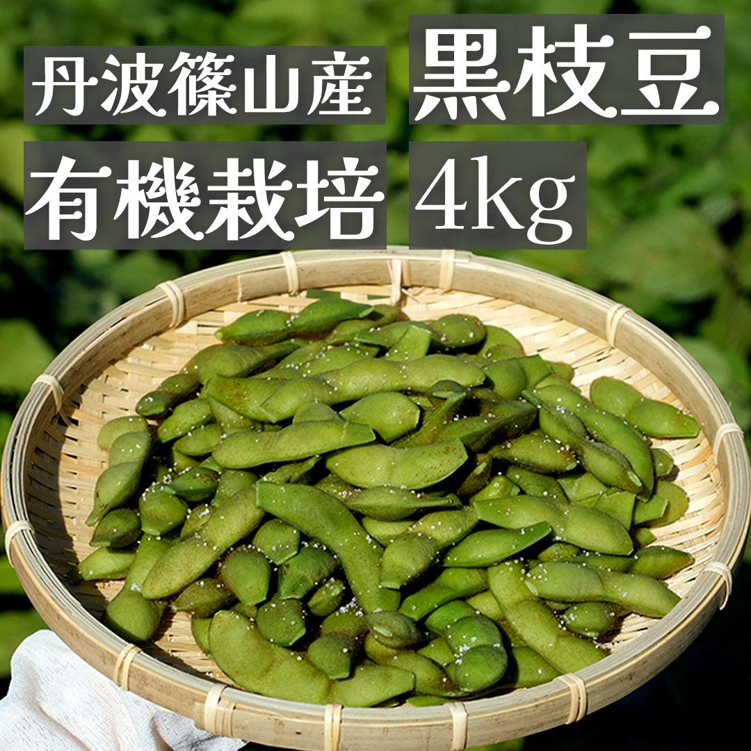 有機栽培 丹波篠山産 黒枝豆 さや4kg 丹波黒枝豆