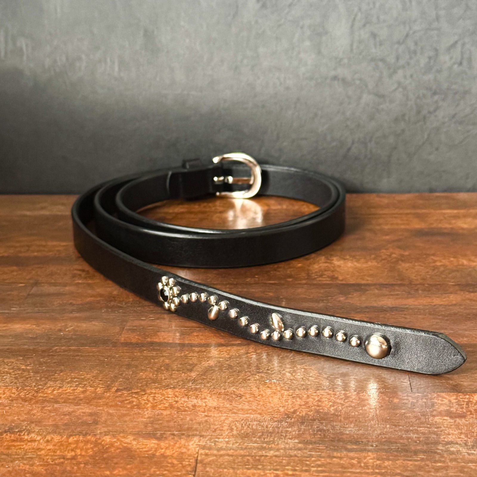 スタッズナローベルトフラワー ニッケル18mm