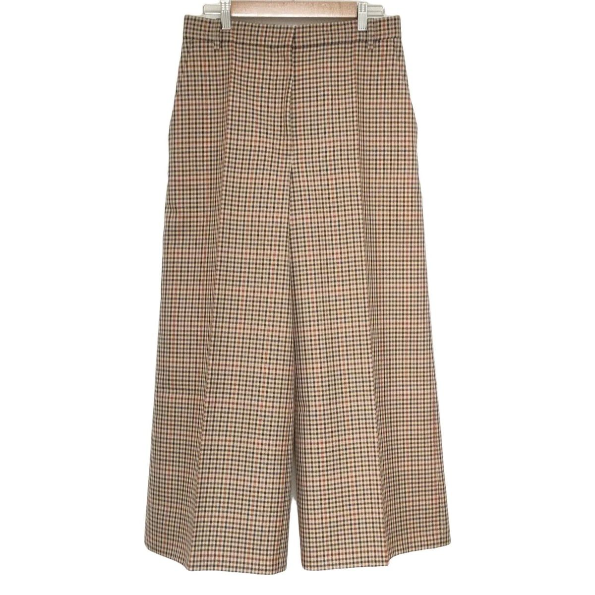 JOSEPH ジョセフ パンツ サイズ38 L レディース - ベージュ×ダークブラウン×マルチ フルレングス|チェック柄|ワイドパンツ