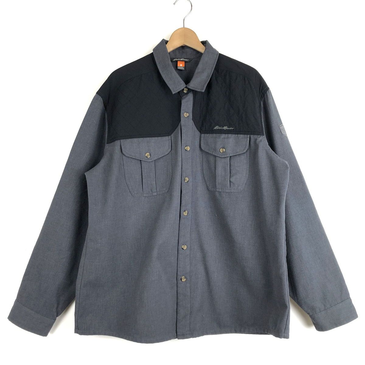 【古着】 Eddie Bauer エディーバウアー シャツ アウトドアデザイン ウール風素材 やや厚手 グレー系 メンズXL 【中古】 n047692