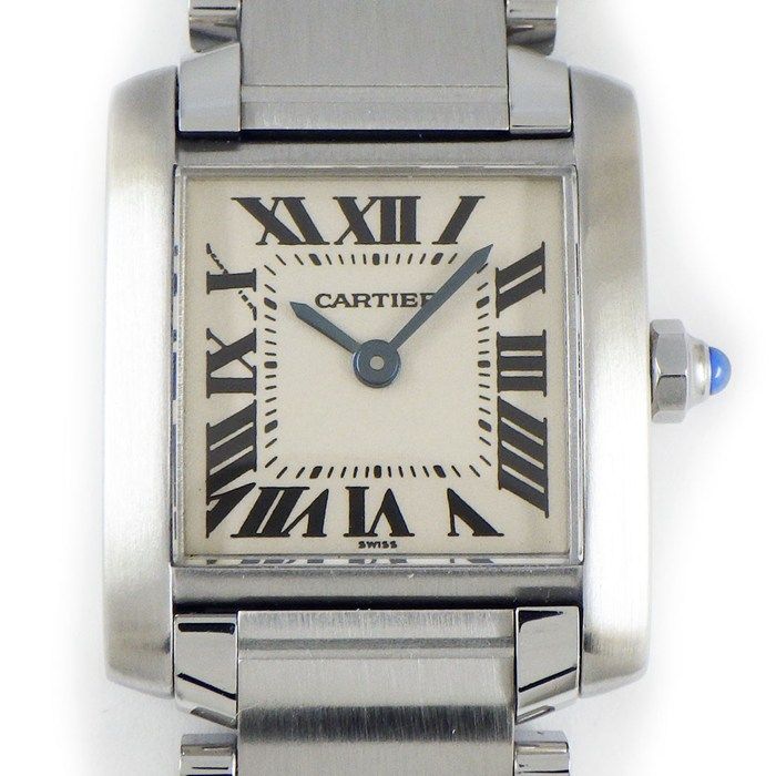 カルティエ Cartier 腕時計 タンクフランセーズ SM W51008Q3 スクエア シルバー文字盤 ローマンインデックス SS クオーツアナログ