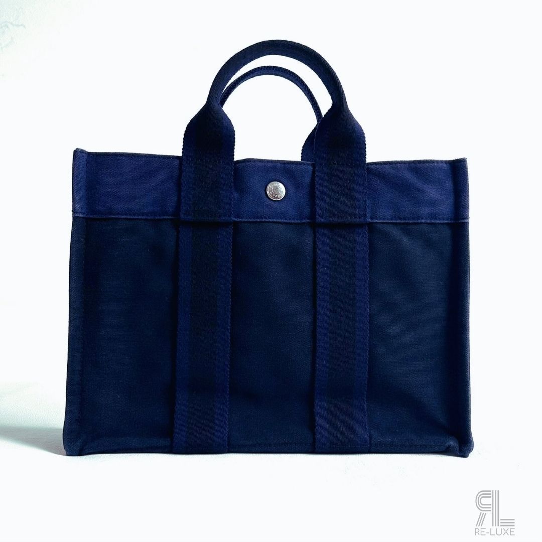 希少色✦HERMESフールトゥPM NAVY×BLACKトートバッグ✴︎クリーニング 