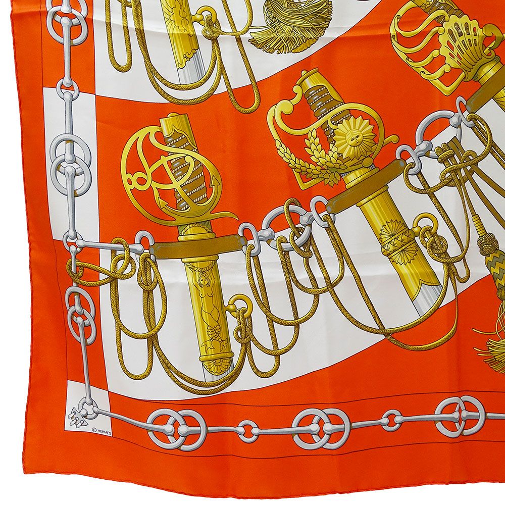 HERMES エルメス スカーフCliquetisカチカチ剣柄 シルク オレンジ 楽天市場】HERMES エルメス カレ90 Cliquetis カチカチ 剣柄