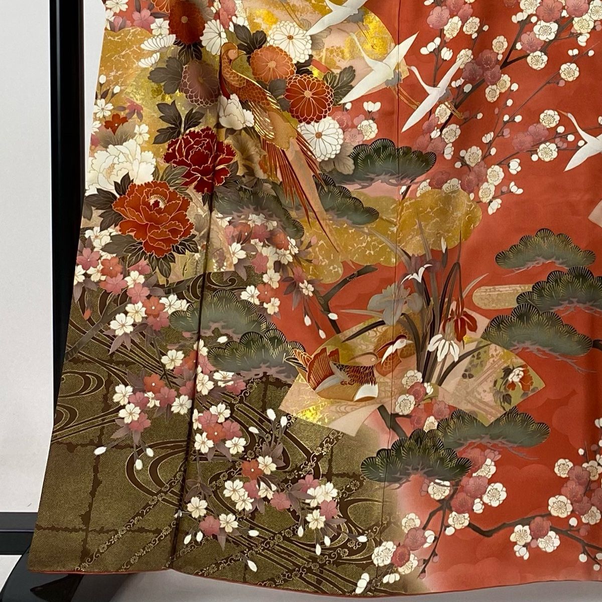 専用　D11   振袖　笠松　笹竹　金糸　正絹　着物　袷　極美品 専用 D11 振袖 笠松 笹竹 金糸 正絹 着物 袷 極美品