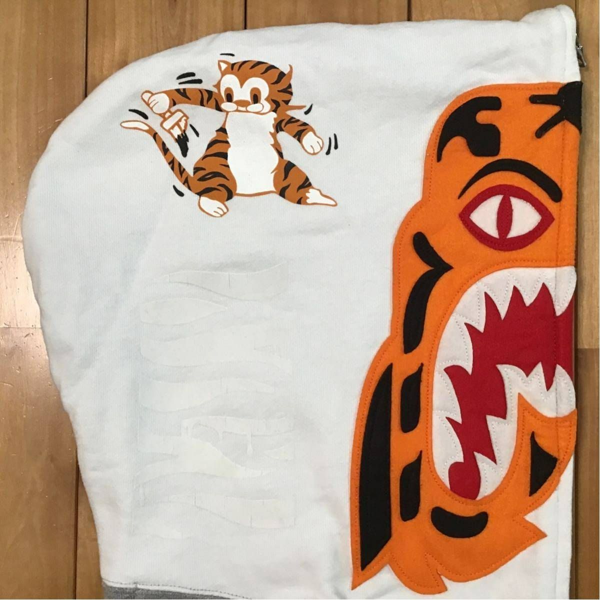 BAPE タイガー パーカー Sサイズ グレー × ホワイト Tiger full