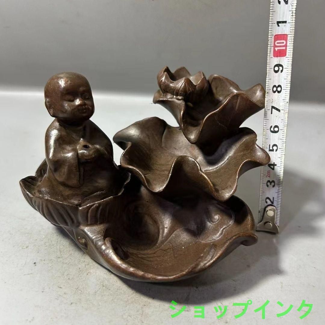 小坊主 お香挿し ハスの葉の逆流香 茶道具 香道具 蓋置 置物