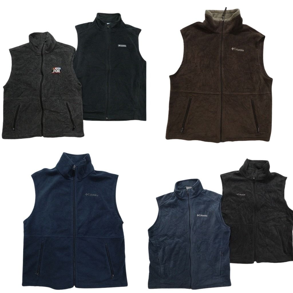 古着卸 コロンビア フリース ベスト 6枚セット メンズ L NASCAR 企業 刺 フルジップ ブラック ネイビー 古着 NC2691