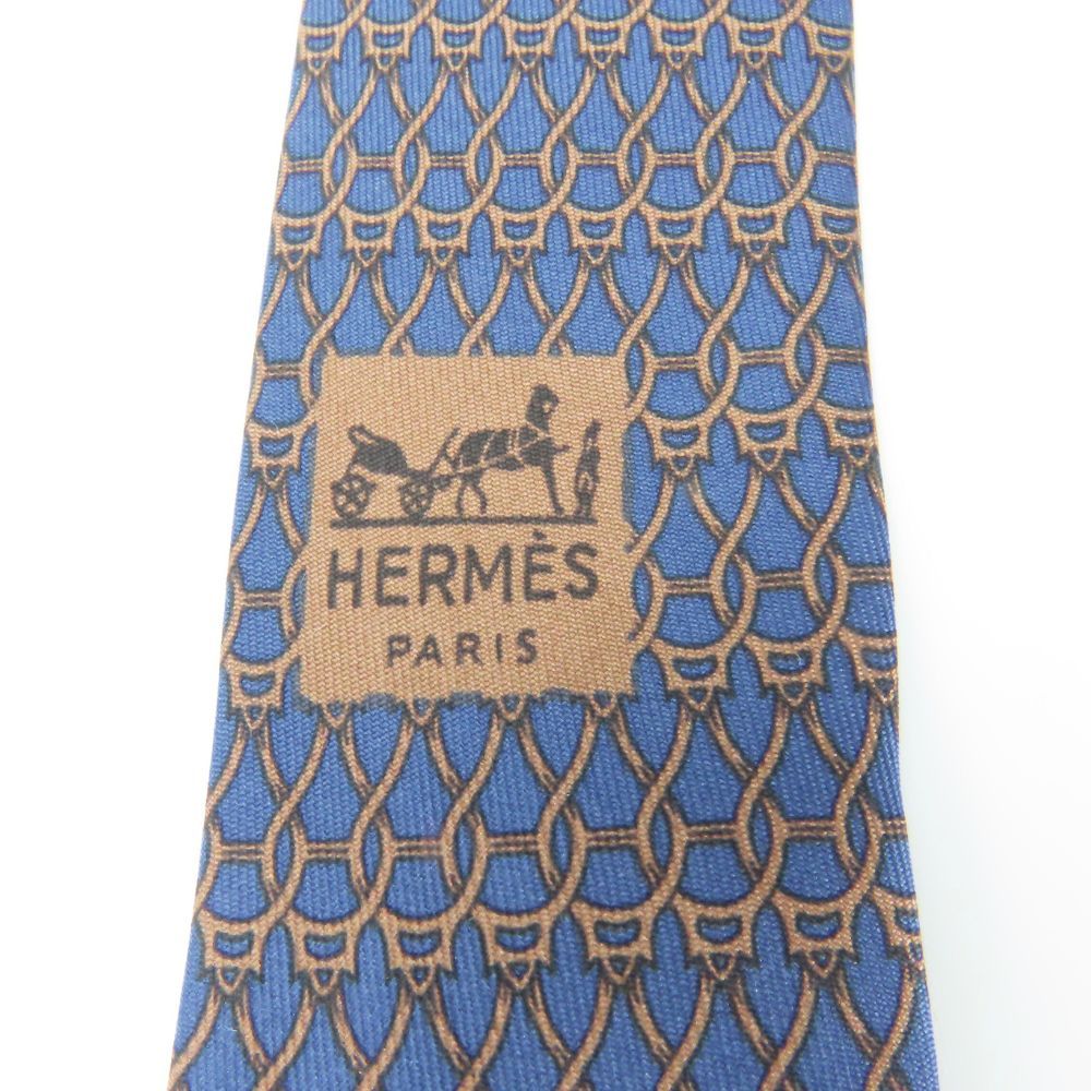 送料無料 HERMES エルメス ネクタイ シルク ブルー系 HERMES エルメス