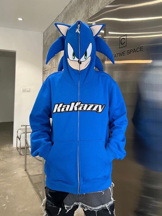 KaKazzy】ソニック フルジップ パーカー 男女着用可 ユニセックス