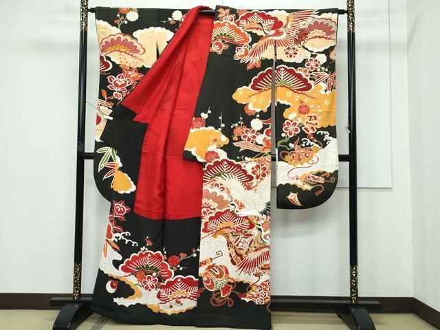 ロミナ✾m656＊美品 正絹 金駒刺繡 牡丹 桜 扇 振袖単品 ロミナ様専用✾m656＊美品 正絹 金駒刺繡 牡丹 桜 扇 振袖