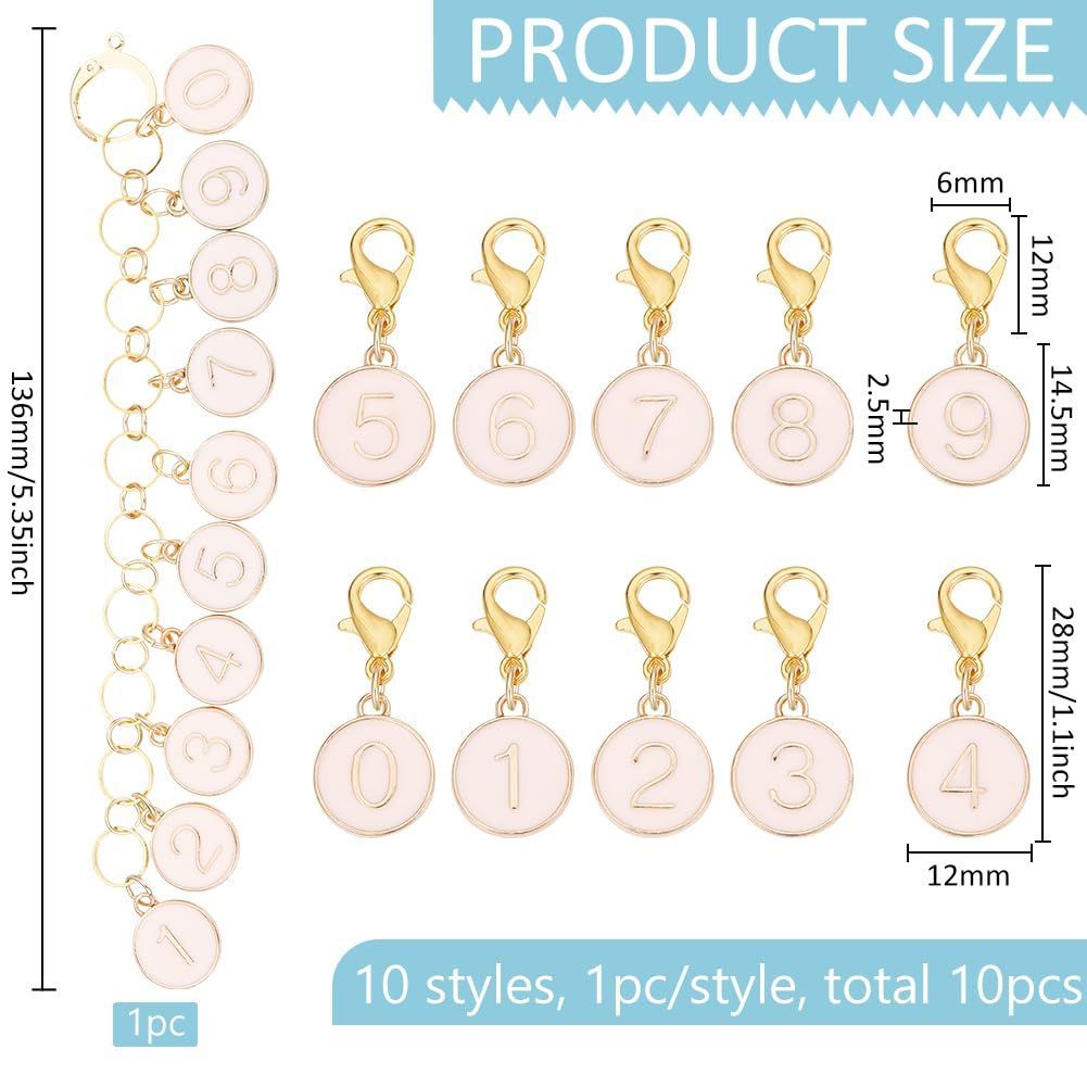 楽天ランキング1位入賞】11点 段数マーカー 数字ステッチマーカー 0?9 合金＆エナメル かぎ針編み用ローカウンター 段かぞえマーカーセット  編み物マーカー 空しい 段数リング 編み物ツール 収納ケース付き(青い)