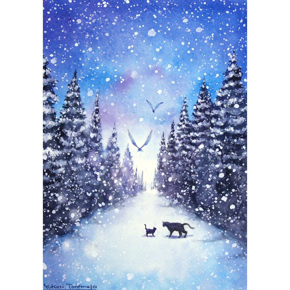 さくらさま 原画 牡丹雪の祝福 SMサイズ 水彩画 2761