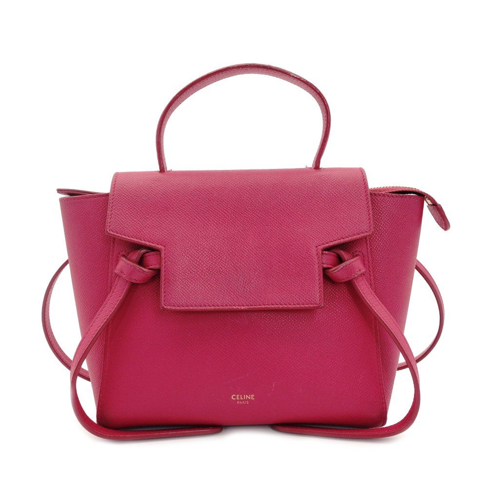 セリーヌ CELINE ナノ ベルトバッグ ハンドバッグ ピンク 2way レザー クロスボディ 7-10-128