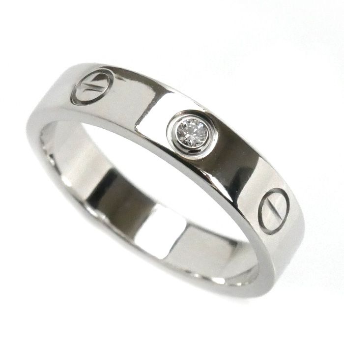 CARTIER カルティエ K18WG ホワイトゴールド ミニラブ 1Pダイヤ リング 指輪 B4050551 ダイヤモンド 11号 51 4.5g レディース
