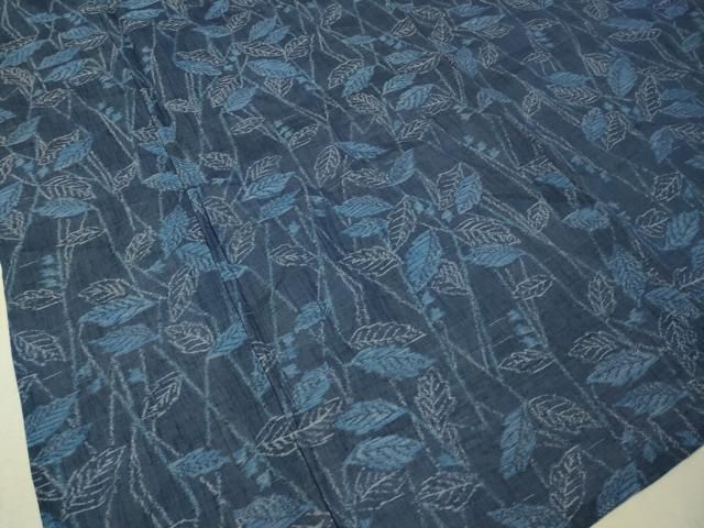 平和屋着物＊夏物 小千谷ちぢみ 枝葉文 麻 逸品 未使用 CAAT7384vp