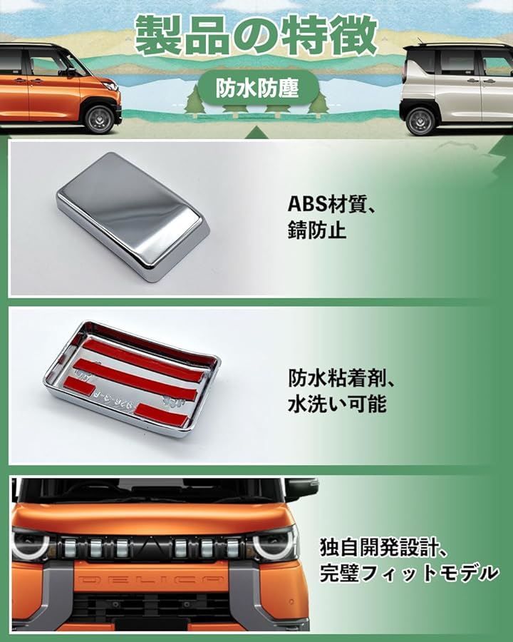 HUDIY 互換品三菱 新型 デリカミニ フロントグリルガーニッシュ