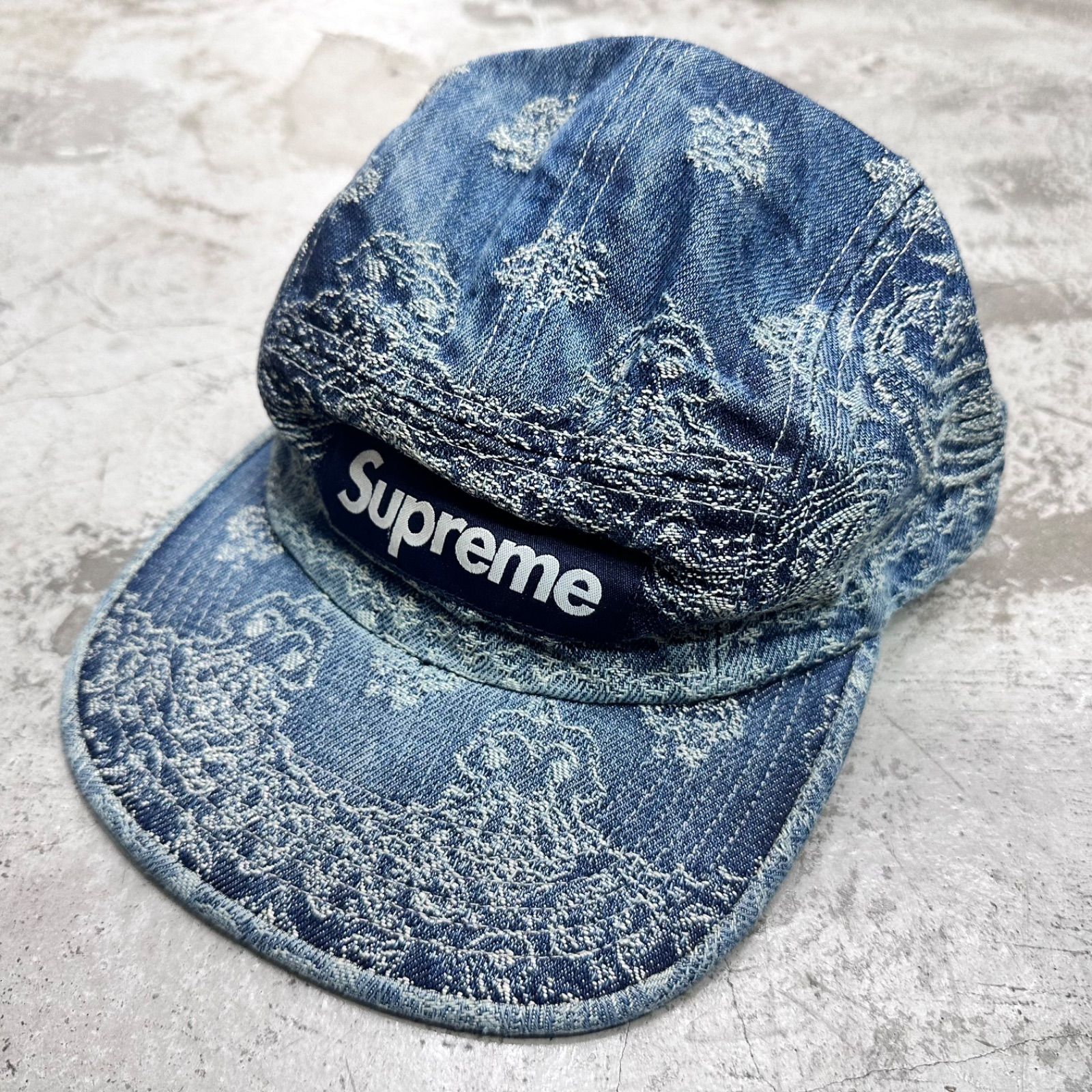 正規 Supreme 25SS Bandana Jacquard Denim Camp Cap バンダナ ジャガード デニム キャンプキャップ シュプリーム 90772A1