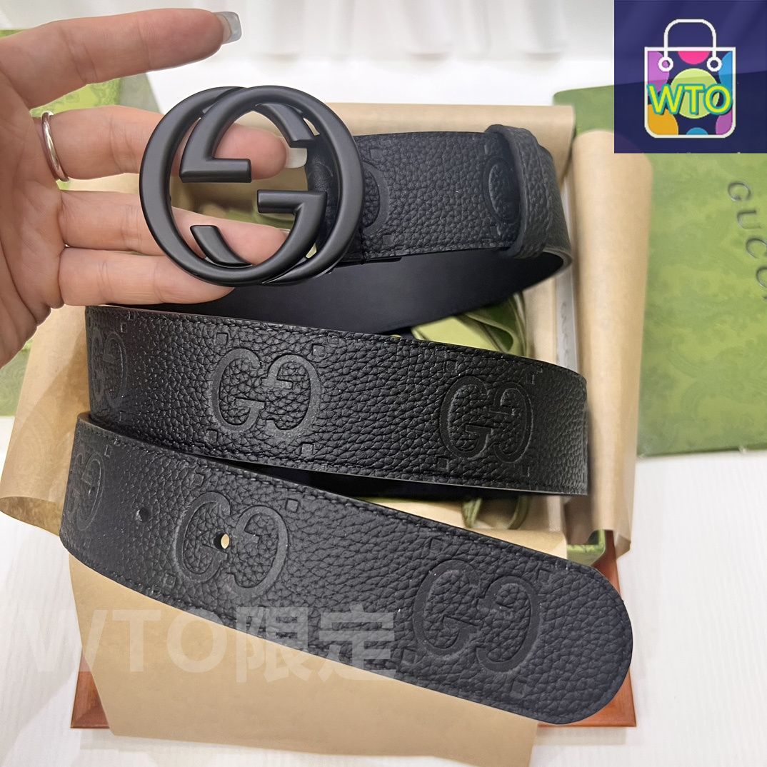 【最終値下げ早い者勝ち】GUCCI ベルト ダブルG シャイニーバックル ワイド ベルトブラック レザー