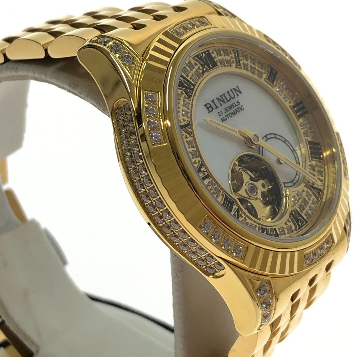 BINLUN ゴールド オートマティック 時計です BINLUNメンズ腕時計自動