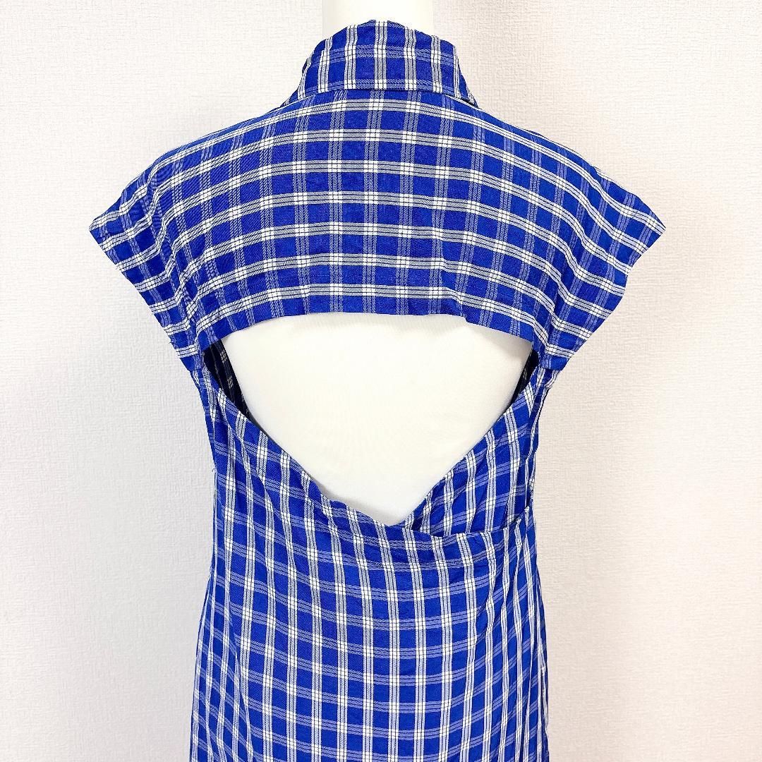 Sea NEW YORK 半袖シャツワンピース 背中空き ブルーチェック