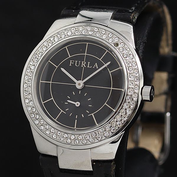 フルラ 002229-03-67 QZ 黒文字盤 スモセコ ストーンベゼル メンズ腕時計 OSW 2000000 NSK