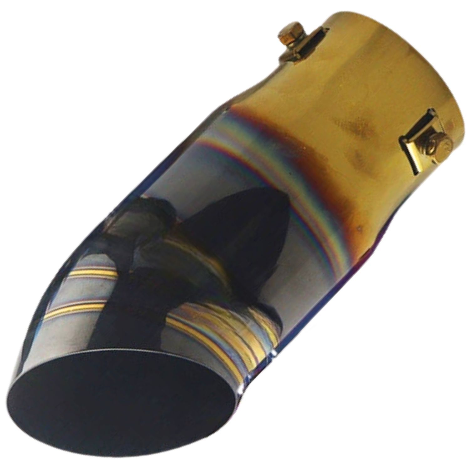 RYOTBASE マフラー カッター 黒 ブラック 下向き ターンアウト チタン風 トラック スポーツカー SUV 車 ドレスアップ アクセサリー 汎用 パーツ カスタマイズ ステンレス製 内径63mm