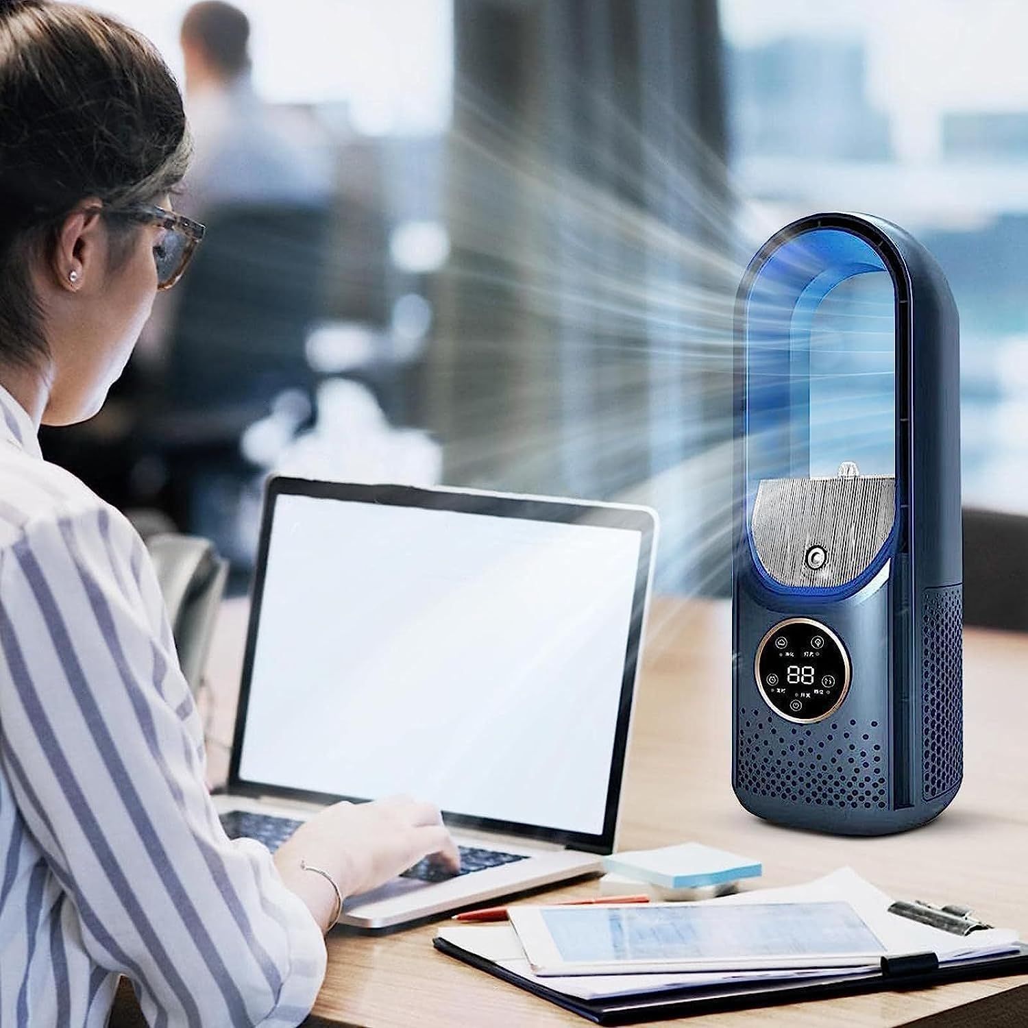 新型 瞬間冷却】冷風扇 タワーファン 小型 羽なし扇風機 卓上冷風機