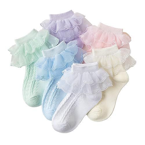 C_S [viervido] 靴下キッズ 子供 柔らかい 可愛い キッズ くるぶし フォーマルソックス 女の子 綿 通気性 柔らかい子供 通学 学生用 6/5足セット