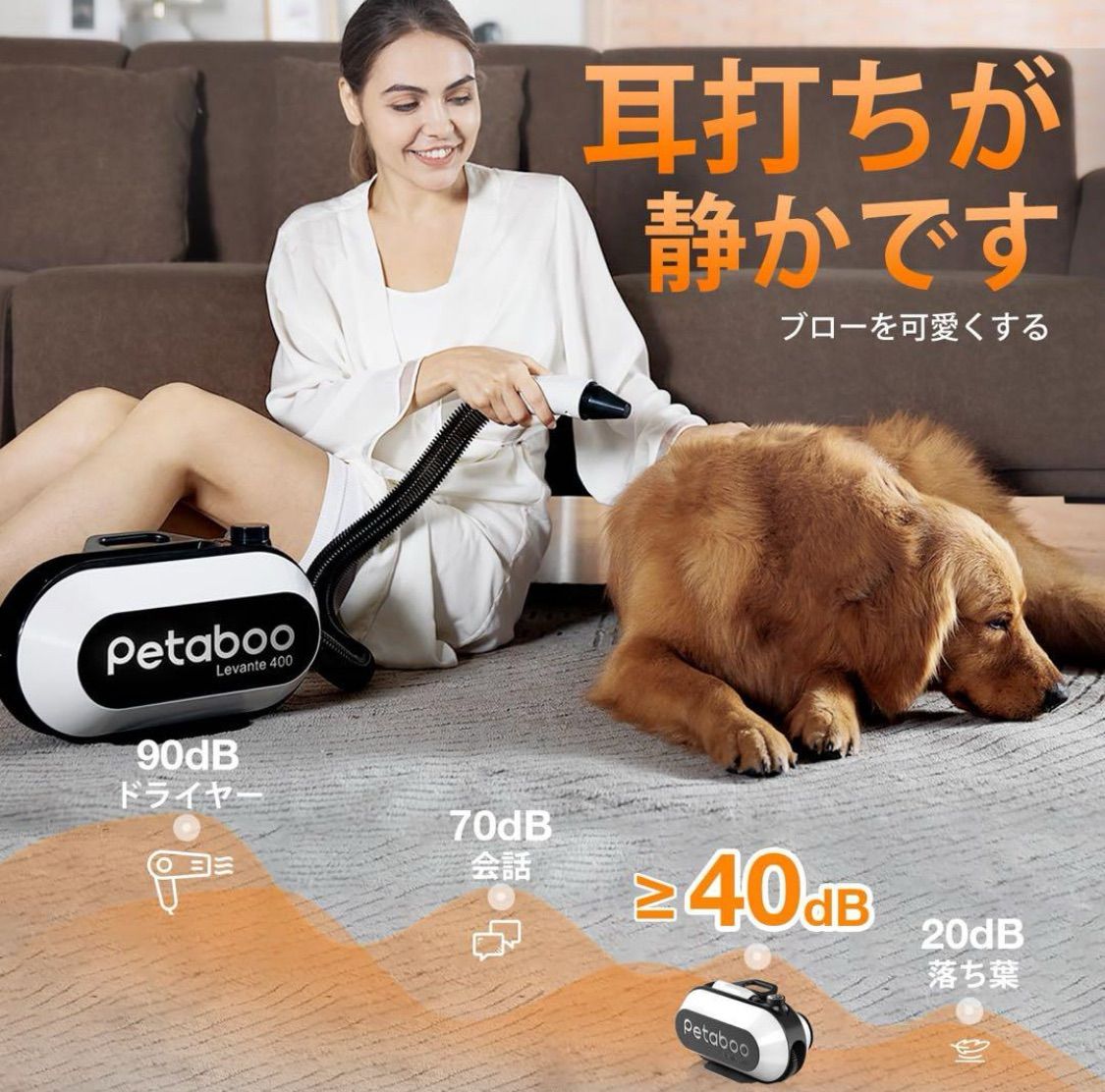 新品未使用】Petaboo Levante400 ペットグルーミング用犬用ドライヤー