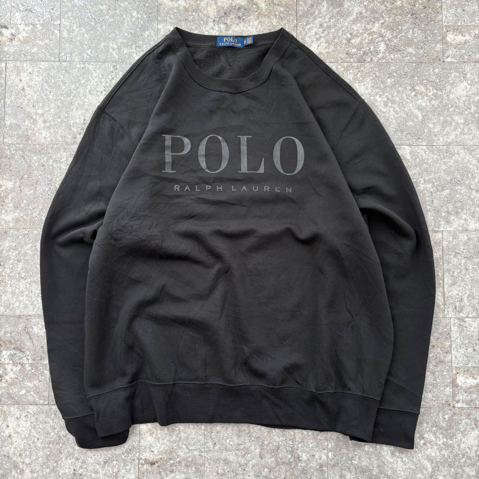メンズ 古着 ラルフローレン Ralph lauren ロゴ スウェット 黒 