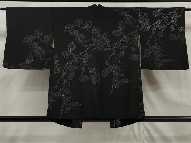平和屋着物＃羽織 枝花文 黒地 銀糸 正絹 逸品 CAAR9093id - メルカリ