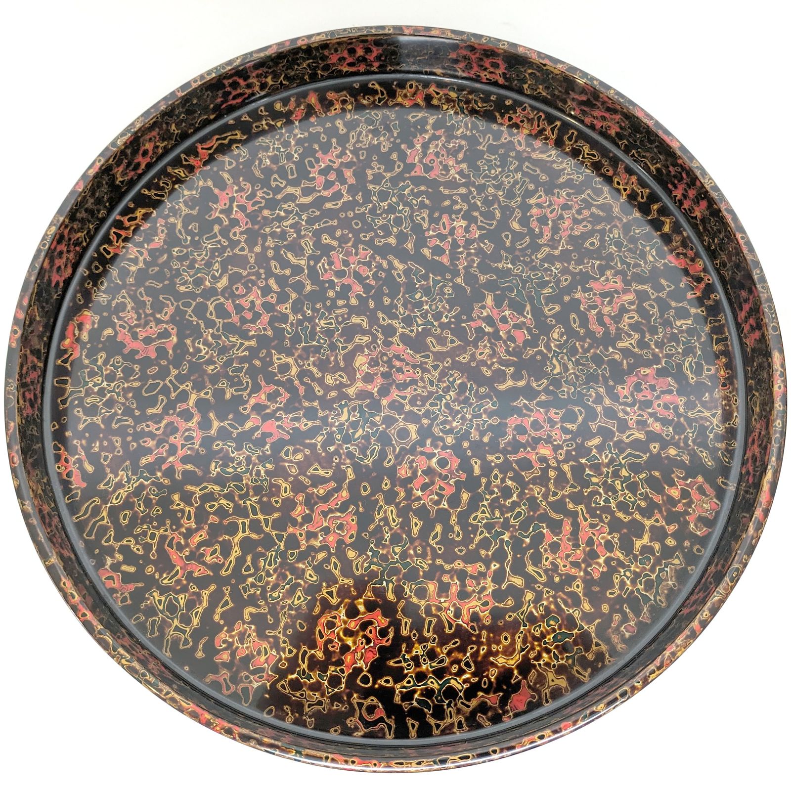 津軽塗（唐塗）バカ塗り・お盆・丸盆・螺鈿・漆器・No.230611-20・梱包