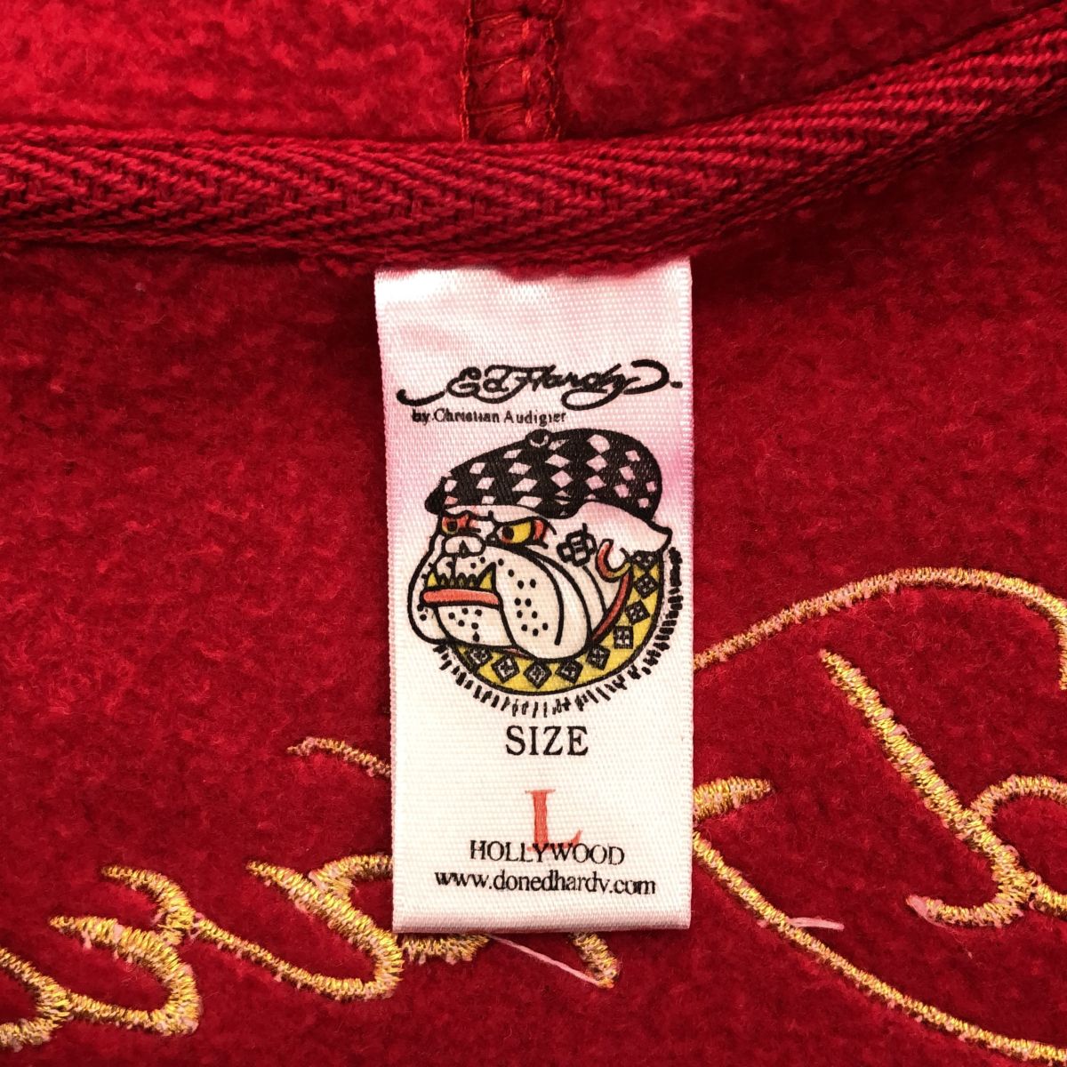 Ed Hardy エドハーディー ブリーチ加工 ジップパーカー ワッペン