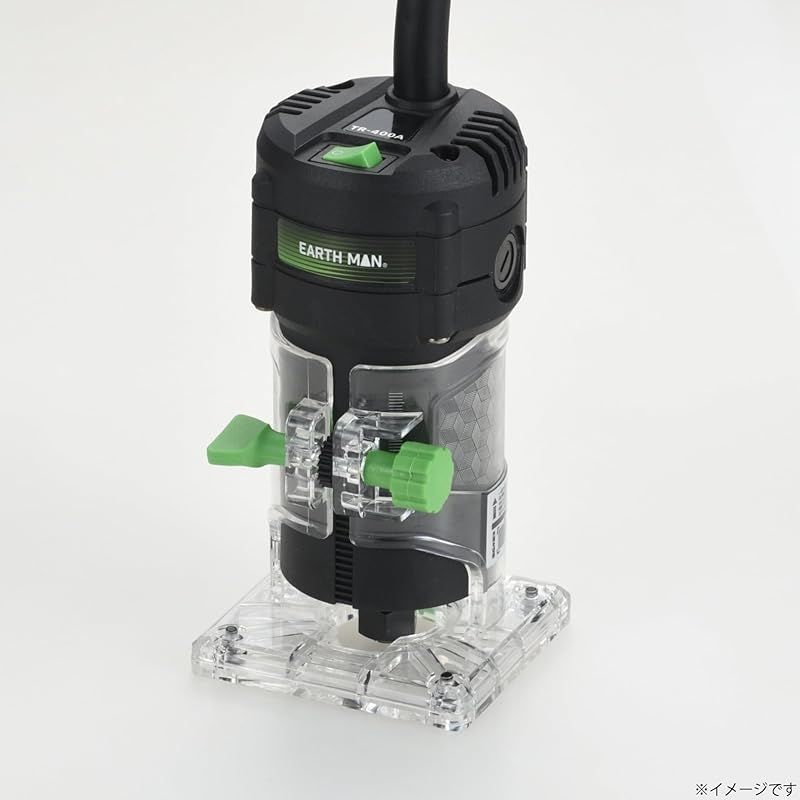 儀 Takagi EARTH MAN 電動トリマー 電動工具 コード式 ソフトスタート 深さ調整自在 ダイヤル式 バキュームアダプター付属 コンパクトボディ 木工 切削 溝切り 円加工 トリミング 文字加工 表札 看板 軸径6mm コード長2m 1
