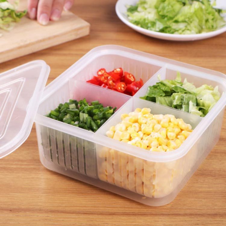 4in1 野菜 保存容器 水切り付き 2個セット 冷蔵庫 食品 収納ボックス
