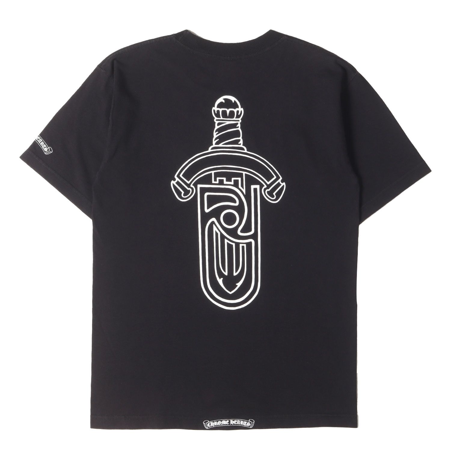 CHROME HESRTS クロムハーツ ダガー Tシャツ 黒 Aランク クロムハーツTシャツバックハーフダガーロゴブラック|クロム