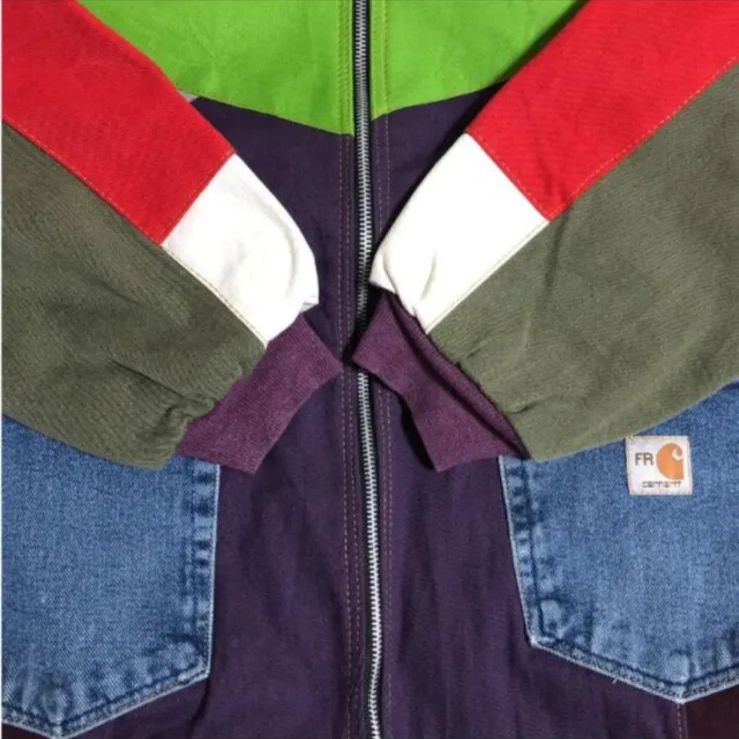 カーハート パッチワークジャケット リメイク マルチカラー 希少 古着 中古・古着通販】CarHartt (カーハート) リメイクパッチワーク