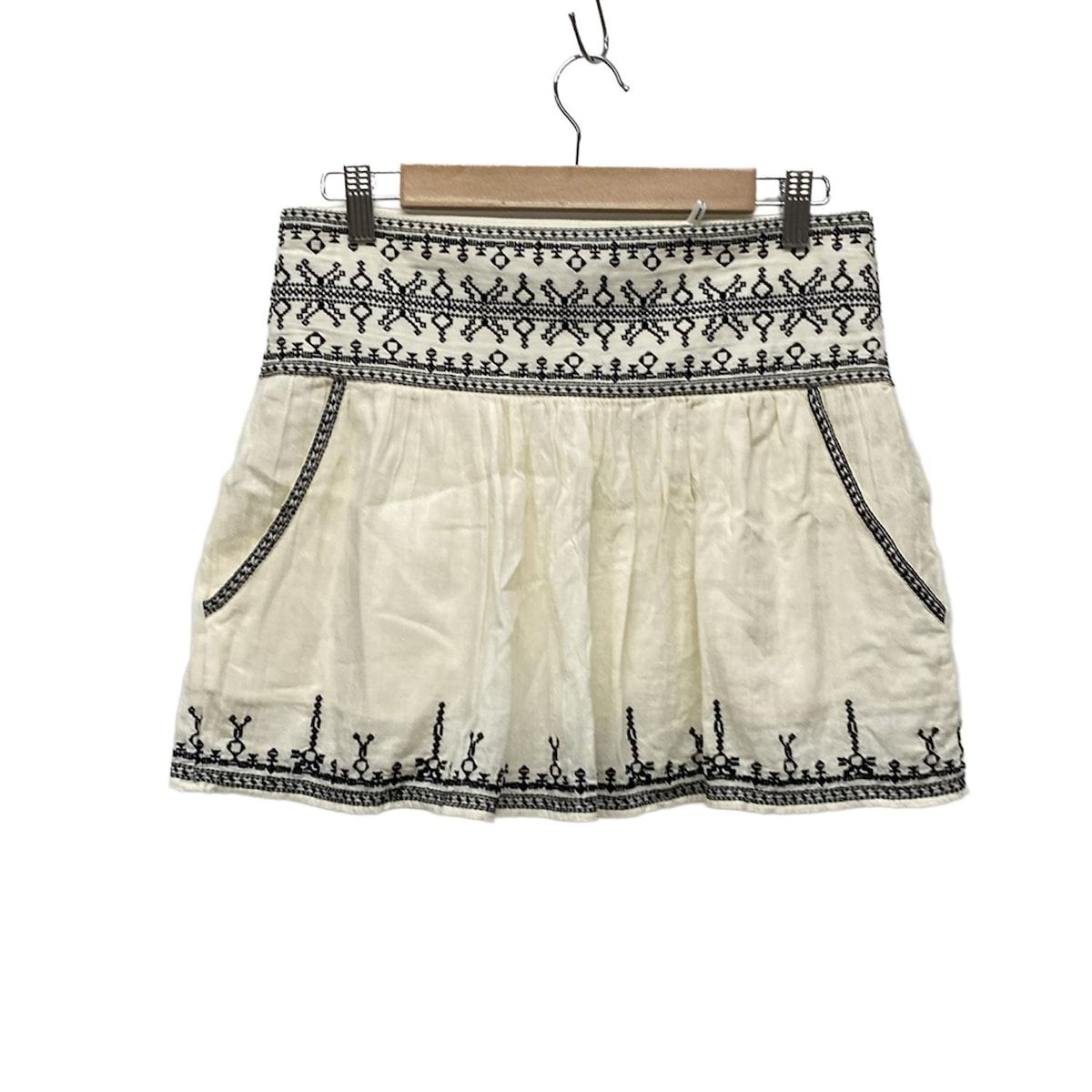 ISABEL MARANT ETOILE イザベルマランエトワール スカート サイズ38 M レディース - 白×黒 ひざ丈|刺繍