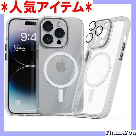 miak for iPhone 14 Series Case. Strong Magnetic patible with Magsafe Camera Lens Full Cover Case 14 Pro Translucent 541