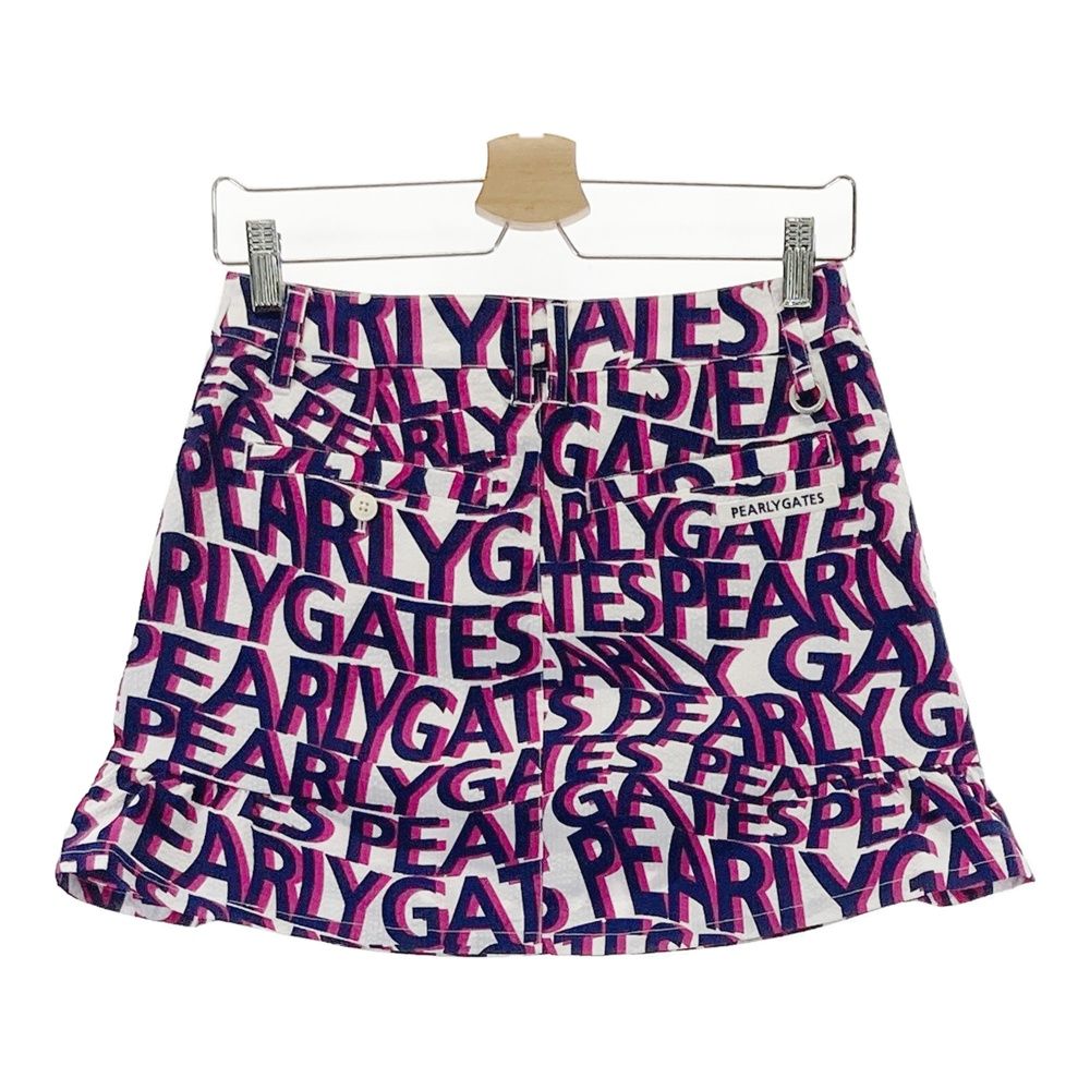 サイズ 0 PEARLY GATES パーリーゲイツ 055-2234706 スカート シアサッカー ロゴ 総柄 ホワイト系 240101535104 ゴルフウェア レディース ストスト