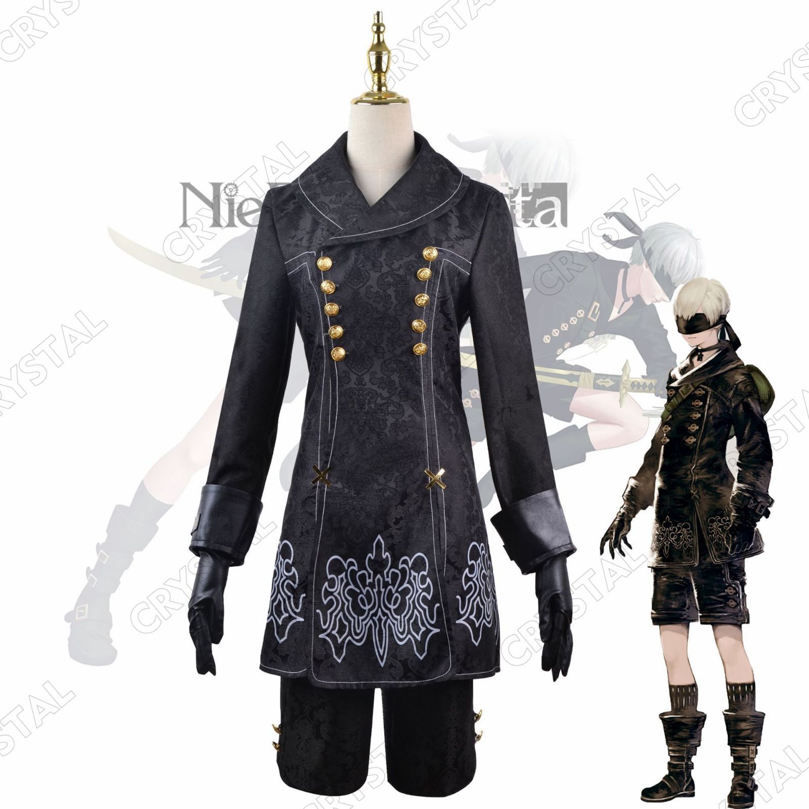 ニーア オートマタ NieR Automata ヨルハ九号S型 9S 全セット 手袋 眼帯 カチューシャ ストッキング コスプレ衣装 仮装変装 コスチューム cosplay