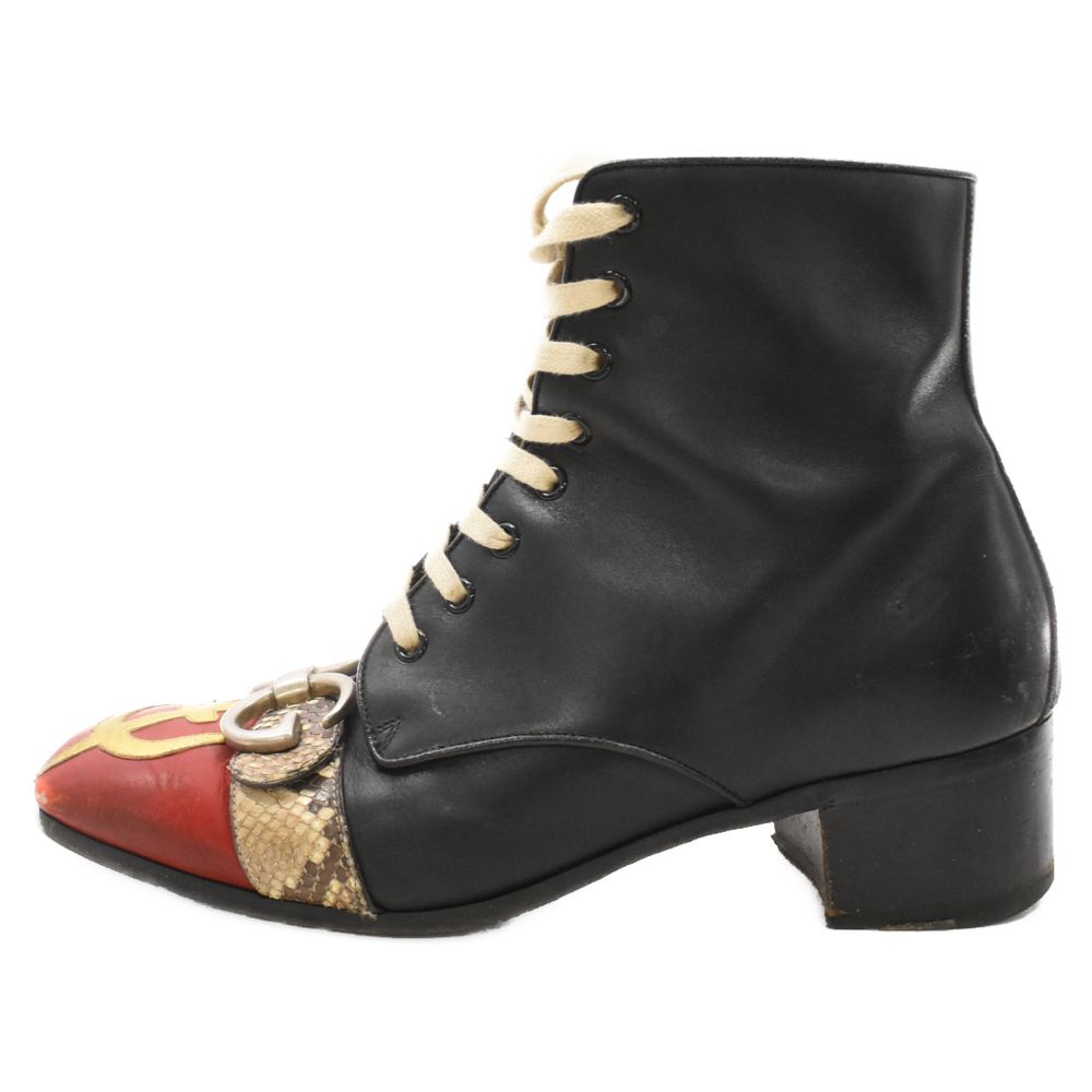 GUCCI (グッチ) ピアスドムーン ジップブーツ 483937 柄 スクエアトゥ 