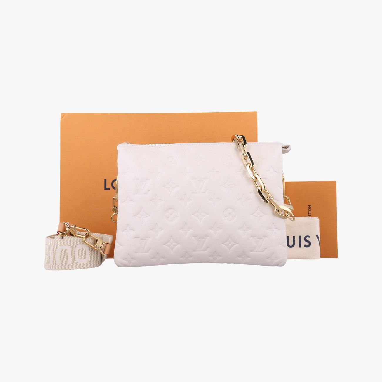 ルイヴィトンLouis Vuittonクッサン PMホワイトレザーM57793ICチップ