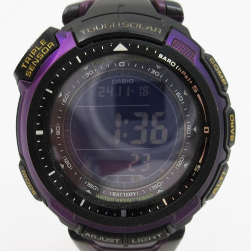 カシオ CASIO PRO TREK プロトレック 腕時計 ソーラー 電波 デジタル PRG-110CJ パープル ■ECS