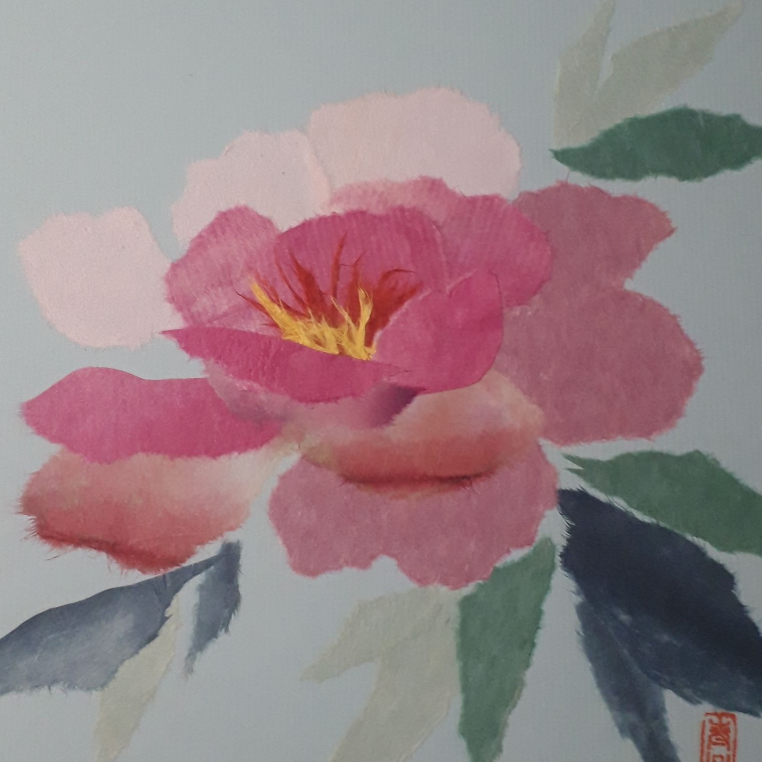 色紙アート ちぎり絵 花 花図 フラワー 美術品 貼り絵