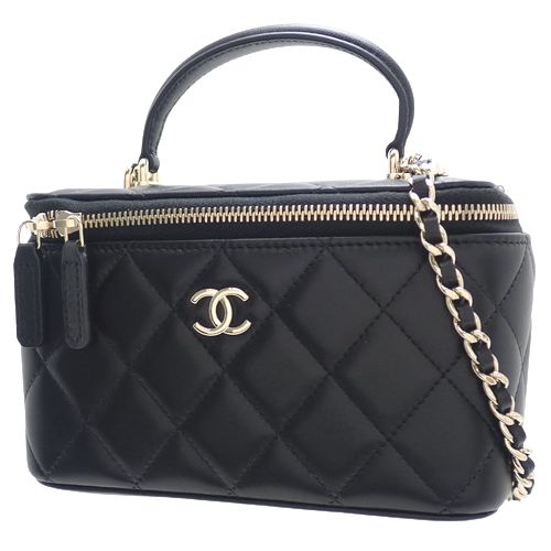 CHANEL(シャネル) マトラッセ トップハンドル バニティ バッグ ショルダーバッグ 2WAY チェーンショルダー ラムスキン ブラック黒  シャンパンゴールド金具 レディース 40802061039【中古】【アラモード】 - メルカリ