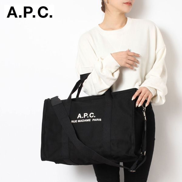 24春夏モデル アーペーセー A.P.C.  レディース RECUPERATION キャンバス ボストン トートバッグ【LZZ BLACK】 H62230 CODBM LZZ  BLACK/【2024SS】l-bag